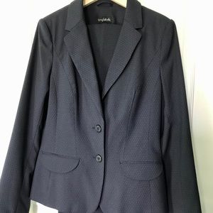 Long Tall Sally Navy Checked Suit- TALL- Size 10